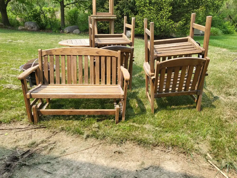 outdoor wood furniture power washed